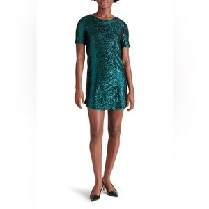 Steve Madden Teal Sequin Shirt Sheath Dress, Size: Large, NWT!